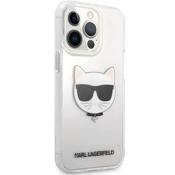 Pouzdro Karl Lagerfeld pro iPhone 13 Pro Max, Choupette Head, průhledné