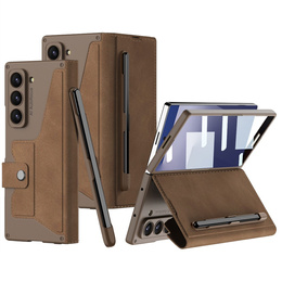 Peněženkové pouzdro s klopou hnědé pro Samsung Galaxy Z Fold 7 5G