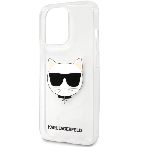 Pouzdro Karl Lagerfeld pro iPhone 13 Pro Max, Choupette Head, průhledné