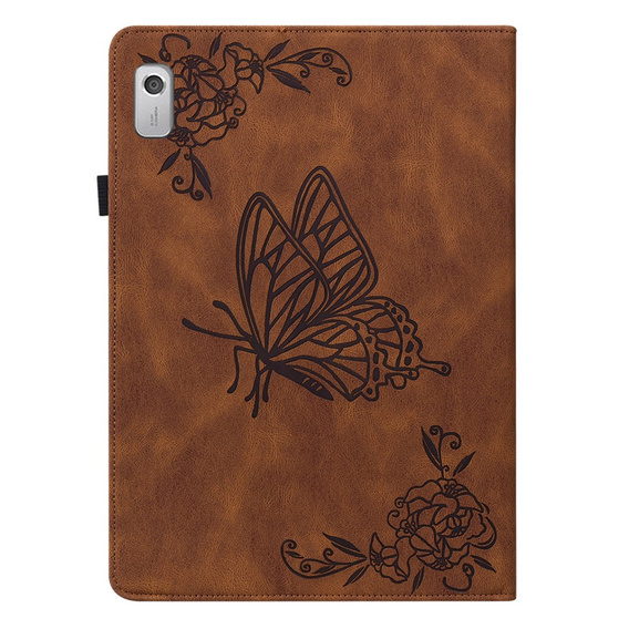 Pouzdro pro Lenovo Tab M9, Butterfly, hnědé