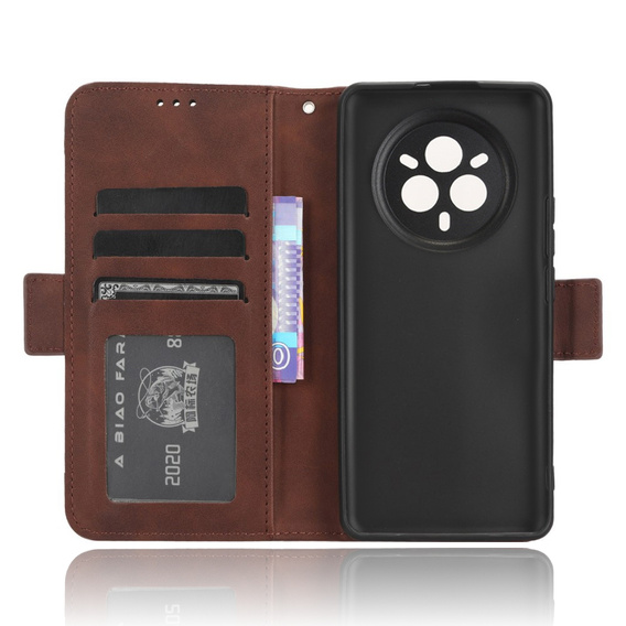 Klopové pouzdro pro Realme 14 Pro 5G, Card Slot, hnědé