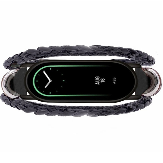 Kožený řemínek pro Xiaomi Smart Band 10 / 9 / 8, černé