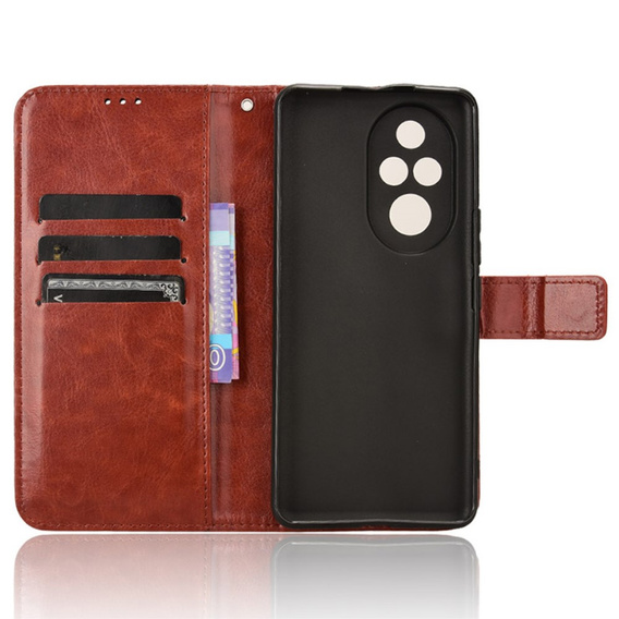 Klopové pouzdro pro Honor 200 Pro 5G, Crazy Horse Wallet, hnědé
