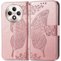 Klopové pouzdro pro Oppo Reno 12FS / 12F, Butterfly, růžové rose gold