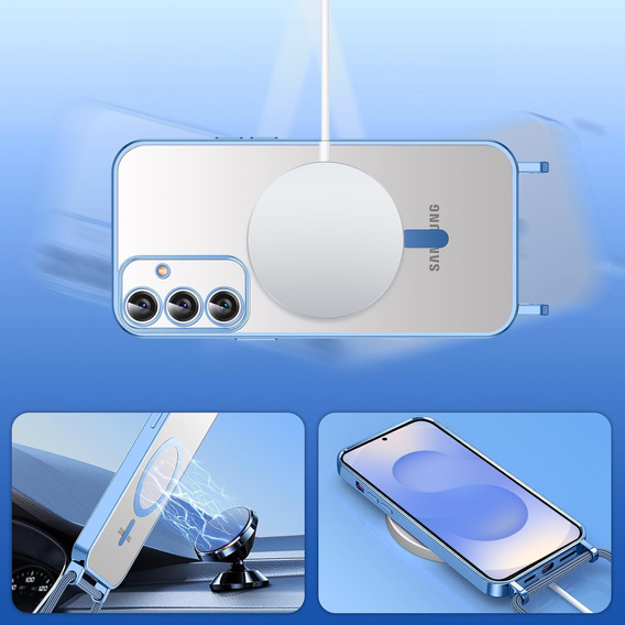 Pouzdro pro Samsung Galaxy S25, Electro MagSafe, modré + šňůrka na krk