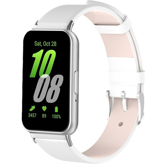 Kožený řemínek pro Samsung Galaxy Fit 3, bílý