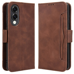 Klopové pouzdro pro Samsung Galaxy S25 Edge, Card Slot, hnědé