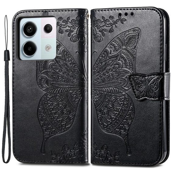 Klopové pouzdro pro Xiaomi Redmi Note 13 Pro 5G, Butterfly, černé