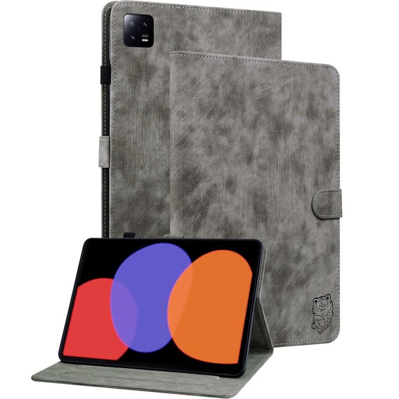 Pouzdro pro Xiaomi Pad 6, Wallet Pen Slot, šedé