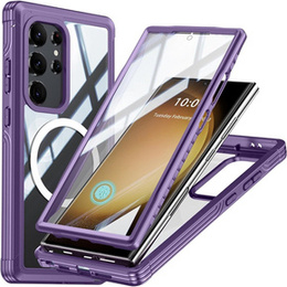 Pouzdro pro Samsung Galaxy S24 Ultra, Shockproof, s fólií na displej, pro MagSafe, fialové