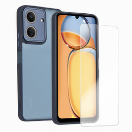 Pouzdro pro Xiaomi Redmi 13C / Poco C65, Fusion Hybrid, transparentní / námořnicky modré + 9H sklo