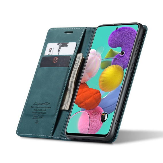 Pouzdro CASEME pro Samsung Galaxy A51, Leather Wallet Case, zelené