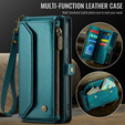 Pouzdro CASEME pro Samsung Galaxy S25 FE, RFID Leather Wallet, s popruhem přes rameno, zelené