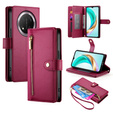 Klopové pouzdro pro Honor Magic 7 Lite, Wallet Zipper Pocket, červené