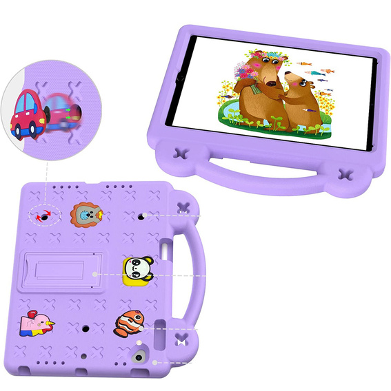 Dětské pouzdro pro Lenovo Tab M10 X505F X605F / Tab P10-X705F/L / Huawei T5 10.1, Cute Patterns, se stojánkem, fialové