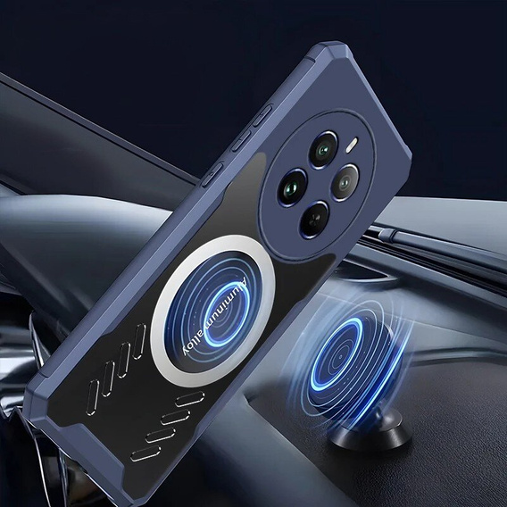 Pouzdro pro Realme 12 Pro 5G / 12 Pro+ 5G, s magnetickou fólií, tmavě modrá / průhledná