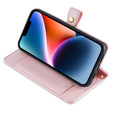 Klopové pouzdro pro iPhone 15, Wallet Zipper Pocket, růžové