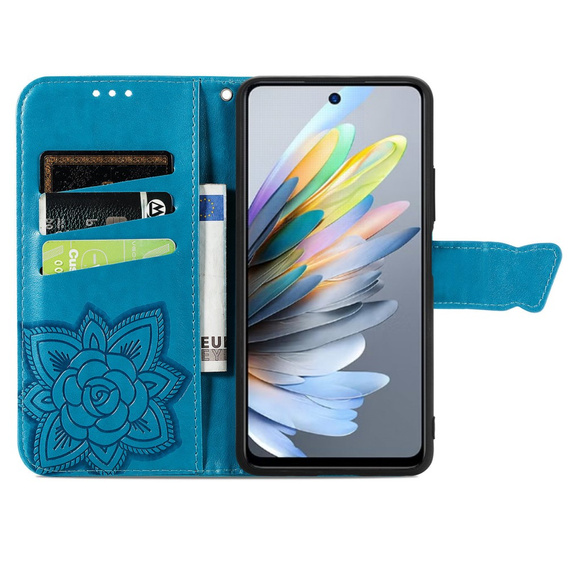 Klopové pouzdro pro Motorola Moto G15 / Motorola Moto G15 Power, Butterfly, modré
