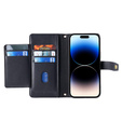 Klopové pouzdro pro iPhone 14 Pro Max, Wallet Zipper Pocket, černé