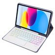 Pouzdro s podsvícenou bluetooth touchpad klávesnicí pro iPad 10.9" 2022 (10 gen.), fialové