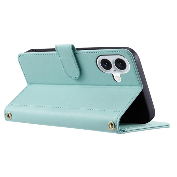 Pouzdro s klopou pro iPhone 16 Plus, Rhombus Crossbody Leather, zelené