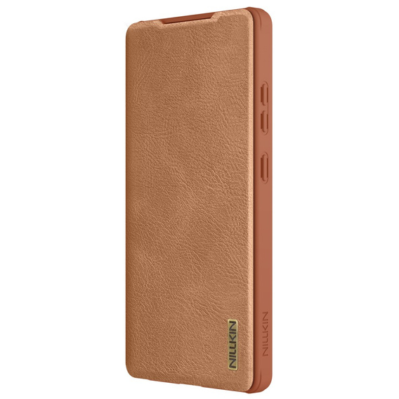 Flipové pouzdro NILLKIN pro Samsung Galaxy S25 Ultra, CamShield Qin Pro, kůže, hnědé
