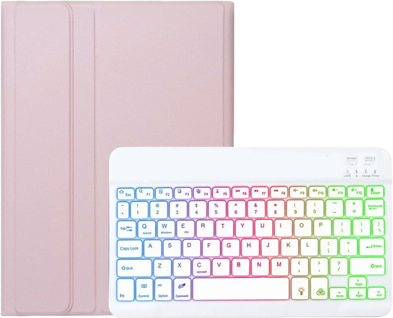 Pouzdro s podsvícenou bluetooth klávesnicí pro iPad 10.9 2022 (10 gen.), růžové