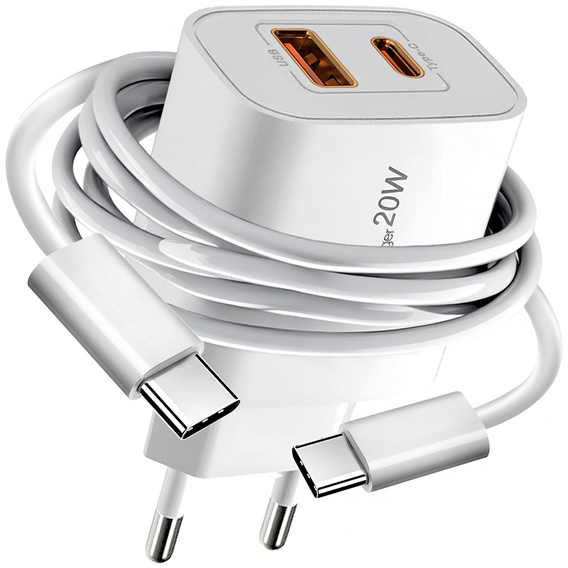 Síťová nabíječka XO CE12, USB-C, 20W + kabel USB-C - Lightning, bílá