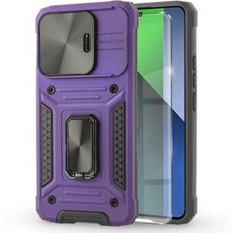 Pancéřové pouzdro pro Xiaomi Redmi Note 13 Pro 5G, CamShield Slide, fialové + tvrzené sklo 9H