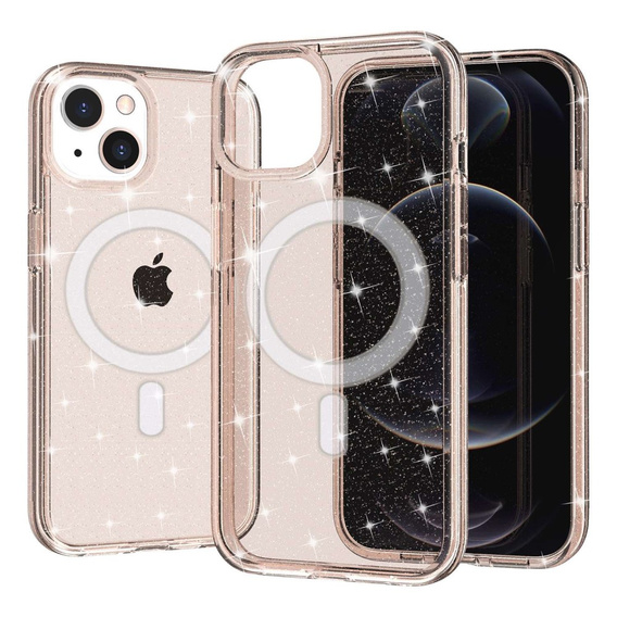 Pouzdro pro iPhone 14 Plus, Glittery, pro MagSafe, zlaté