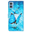 Klopové pouzdro pro Motorola Moto E22 / E22i, Wallet Butterfly, modré