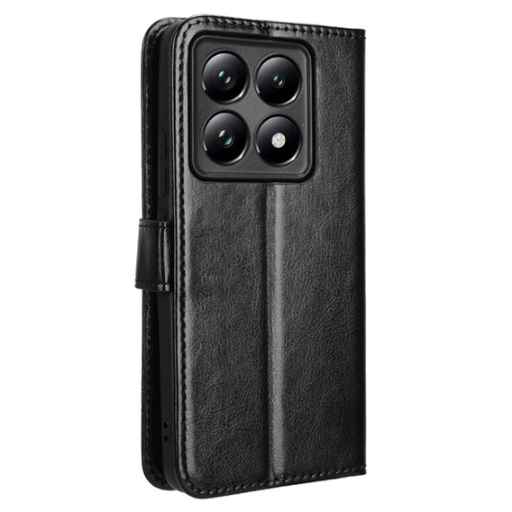 Klopové pouzdro pro Xiaomi 14T Pro, Crazy Horse Wallet, černé