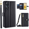 Klopové pouzdro pro Oppo Reno8 T 4G, Wallet Zipper Pocket, černé