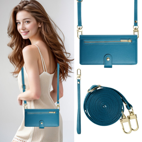 Klopové pouzdro pro Samsung Galaxy S25+ Plus, Wallet Zipper Pocket, modré