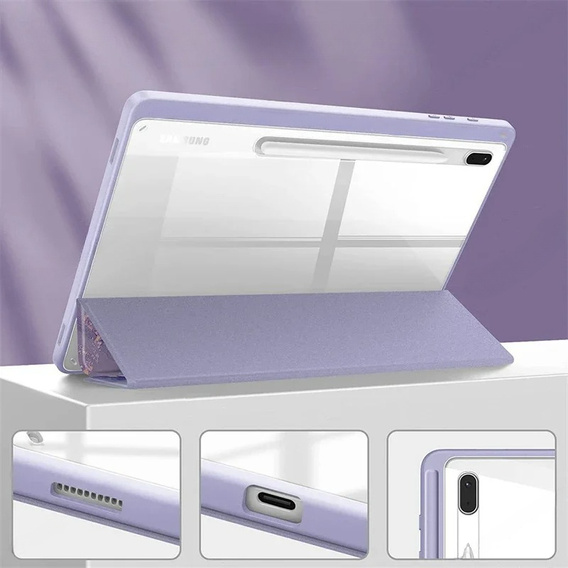 Pouzdro pro Samsung Galaxy Tab S10 FE+ Plus, Smartcase Hybrid, se slotem na stylus, Marble fialové