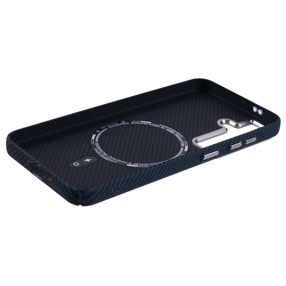 Pouzdro pro Samsung S25, Carbon Fiber MagSafe, černá / modrá