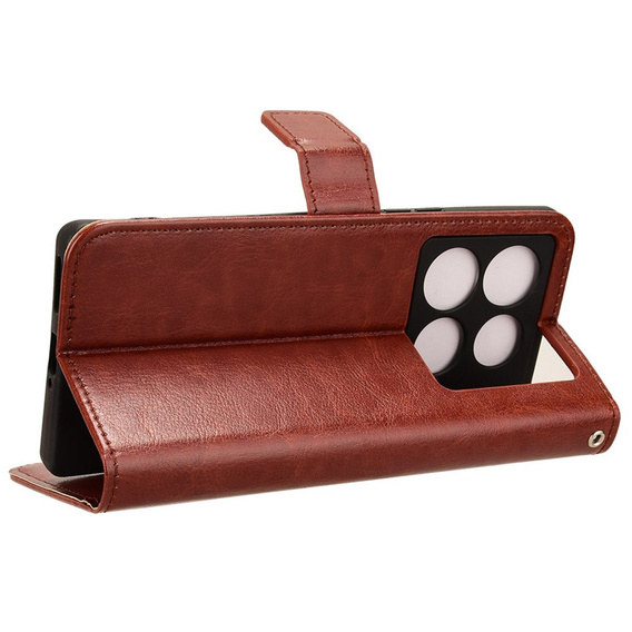 Klopové pouzdro pro Infinix Note 40 Pro Plus, Crazy Horse Wallet, hnědé