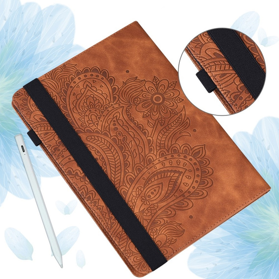 Pouzdro s klopou pro Xiaomi Redmi Pad SE 11", flower, hnědé