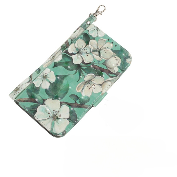 Klopové pouzdro pro Motorola Moto E22 / E22i, Wallet, flowers, bílé