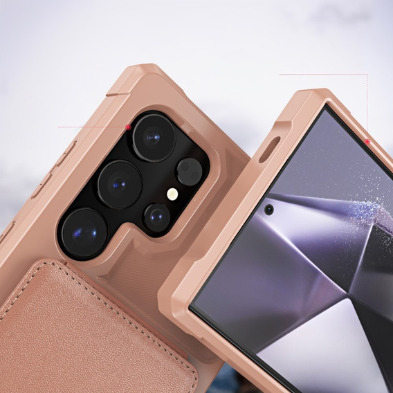 Pouzdro pro Samsung Galaxy S25 Ultra, Card Holder Kickstand, růžové