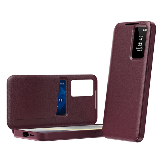 Flipové pouzdro pro Samsung Galaxy A55 5G, Smart View Wallet, červené