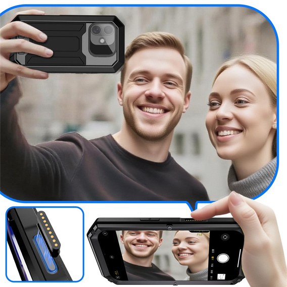 Pevné pouzdro R-JUST s krytem displeje a stojánkem pro iPhone 17