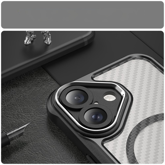 Pouzdro pro iPhone 16, Fusion Hybrid Carbon, pro MagSafe, černé