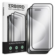 2x tvrzené sklo pro iPhone 15 Pro, ERBORD 3D pro celý displej