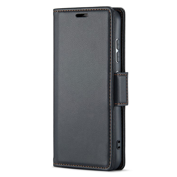 Pouzdro pro Xiaomi Redmi Note 14 5G, ERBORD Glossy Litchi, flipová peněženka, černé
