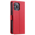Pouzdro s klopou pro iPhone 16 Pro, Rhombus Crossbody Leather, červené