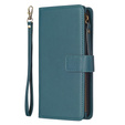 Klopové pouzdro pro Xiaomi Redmi Note 13 Pro 4G / Xiaomi Redmi Note 14S / Xiaomi Poco M6 Pro 4G, Wallet Zipper Pocket, zelené