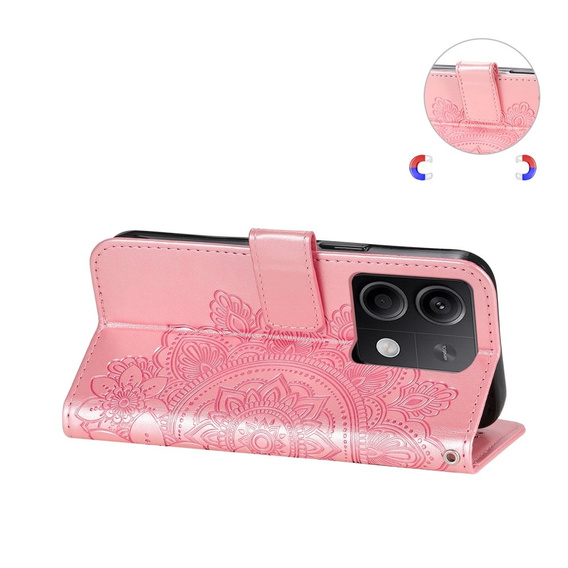Klopové pouzdro pro Xiaomi Redmi Note 13 5G, Mandala, růžové rose gold