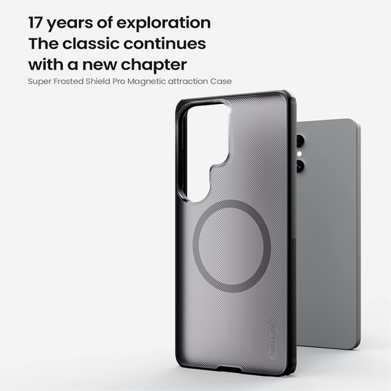 Pouzdro Nillkin Frosted Shield Pro MagSafe pro Samsung Galaxy S26 Ultra, průhledné / černé