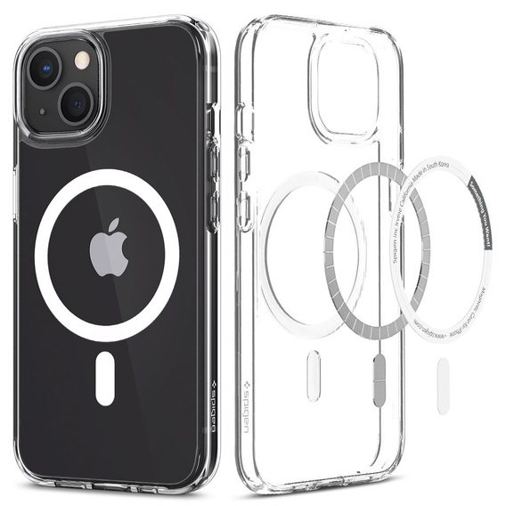 Pouzdro MagSafe Spigen pro iPhone 13 Mini, Ultra Hybrid, bílé + 9H tvrzené sklo